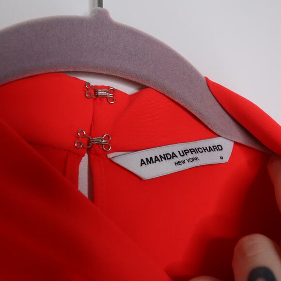 AMANDA UPRICHARD Fabienne Sleeveless Top Pleated Flowy Crimson Red Women's M - Picture 9 of 10